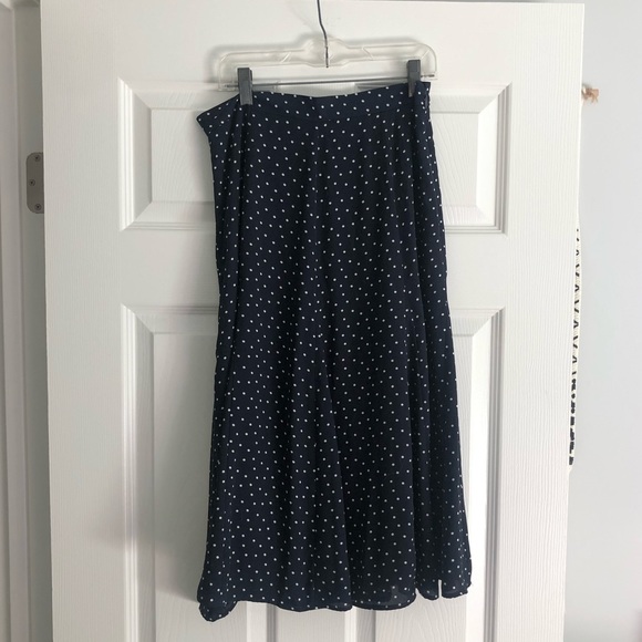 Loft Polka Dot Navy Blue Skirt - Picture 2 of 3
